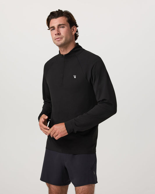 Men Vuori Clearview Seamless Quarter Zip Men's Black Long Sleeve