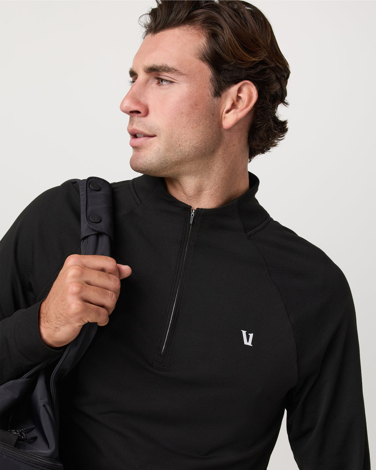 Men Vuori Clearview Seamless Quarter Zip Men's Black Long Sleeve