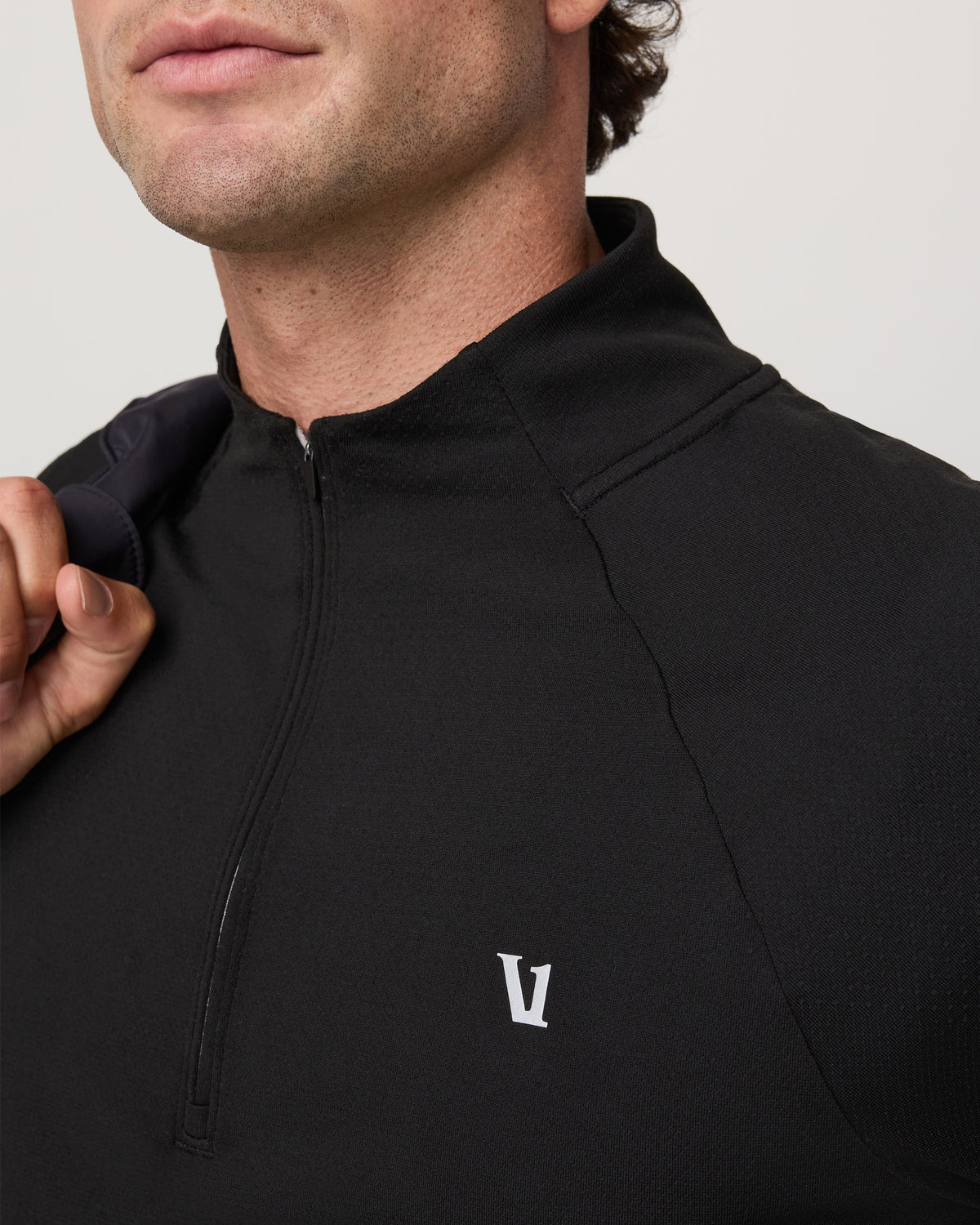 Men Vuori Clearview Seamless Quarter Zip Men's Black Long Sleeve