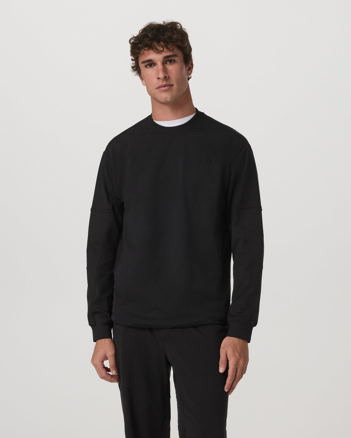 Men Vuori Coronado Mixed Media Crew Men's Black Heather Crewneck