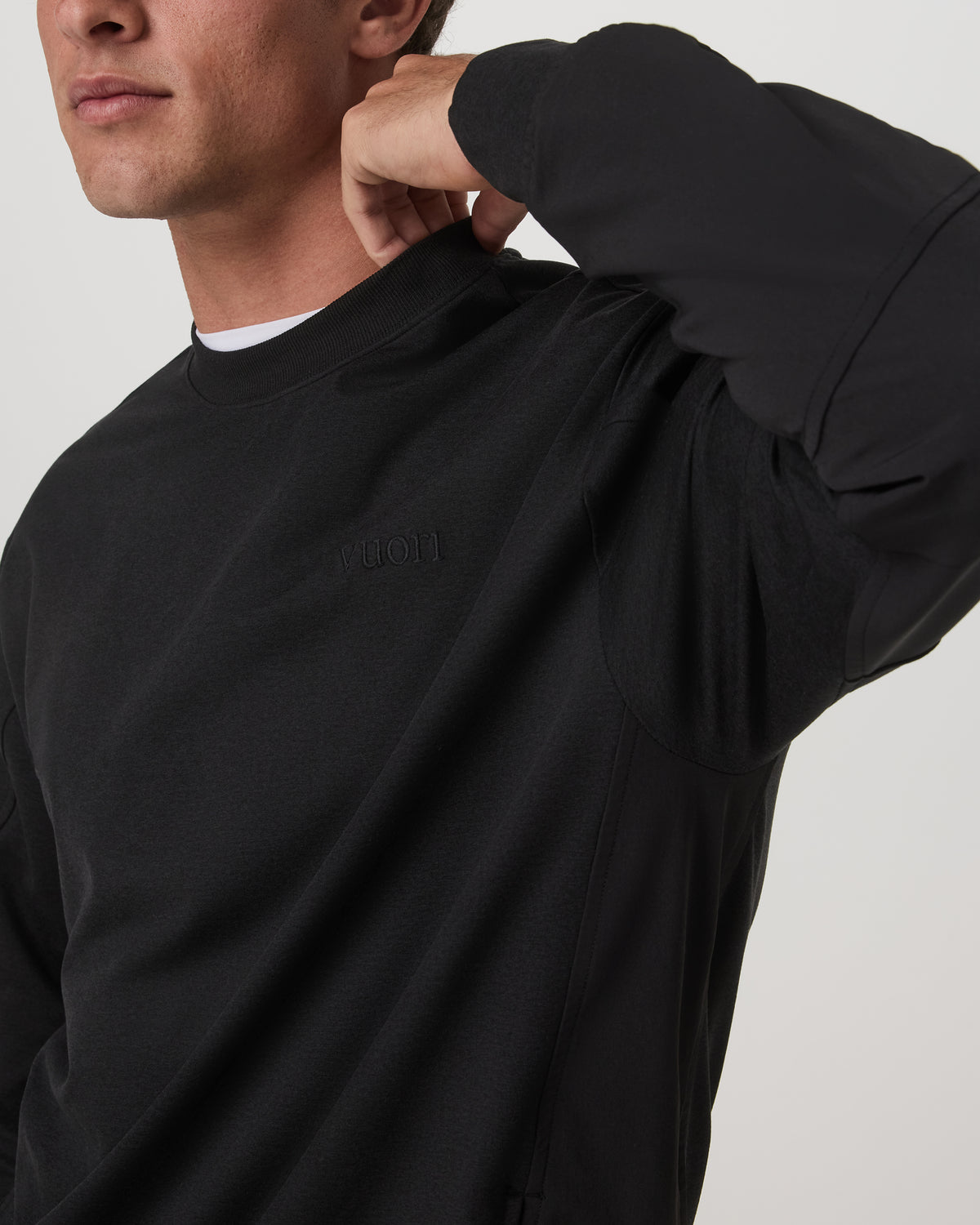 Men Vuori Coronado Mixed Media Crew Men's Black Heather Crewneck