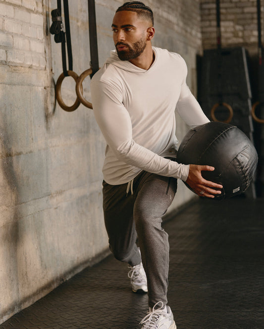 Men Vuori Strato Tech Hoodie Men's Frost Grey Workout Hoodie