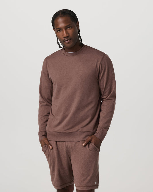 Men Vuori Ponto Performance Crew Men's Sable Heather Crew Neck