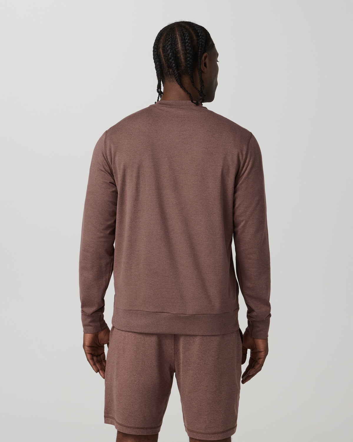 Men Vuori Ponto Performance Crew Men's Sable Heather Crew Neck