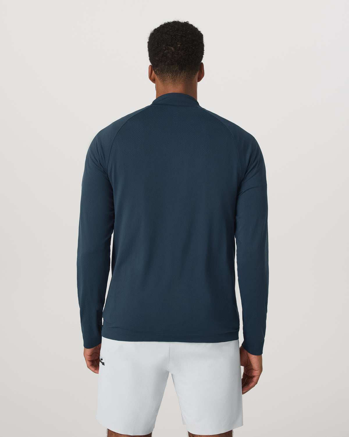 Men Vuori Clearview Seamless Quarter Zip Ocean Blue Long Sleeve
