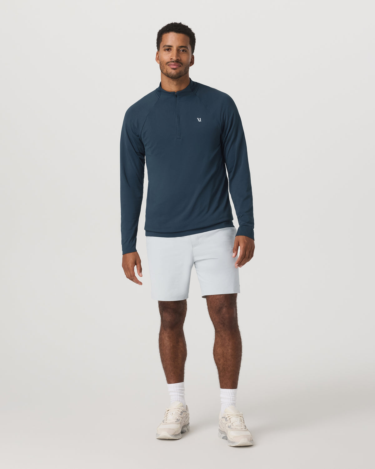 Men Vuori Clearview Seamless Quarter Zip Ocean Blue Long Sleeve