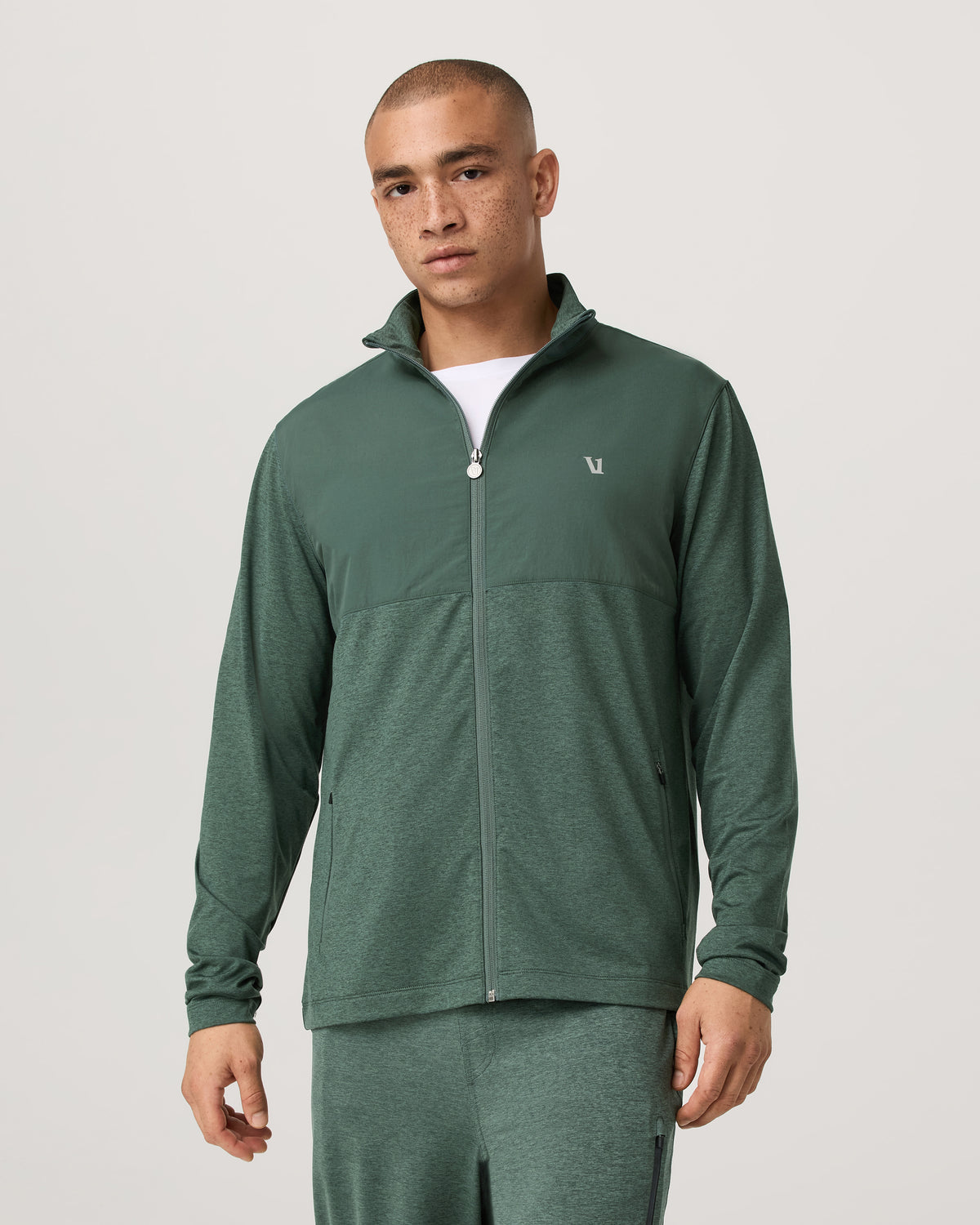 Men Vuori Men's Sunday Element Track Jacket Agate Green Heather