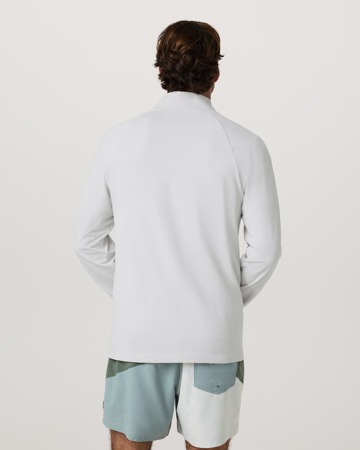 Men Vuori Clearview Seamless Quarter Zip Frost Grey Long Sleeve