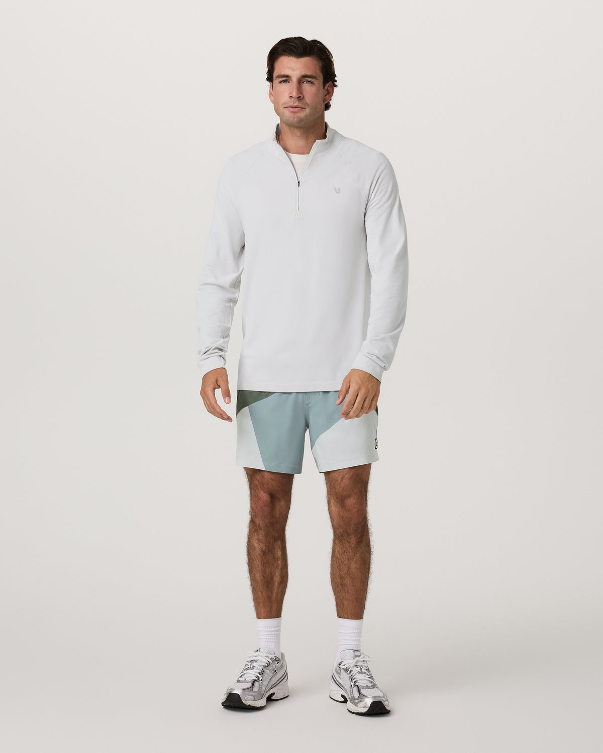Men Vuori Clearview Seamless Quarter Zip Frost Grey Long Sleeve