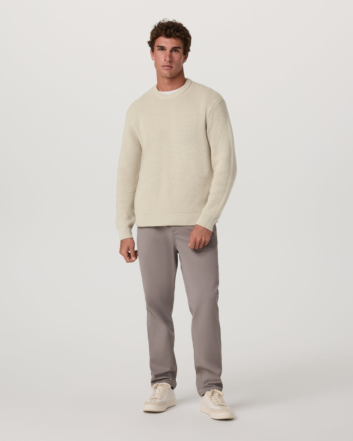 Men Vuori Denver Waffle Crew Sweater Men's Mushroom Wool Sweater