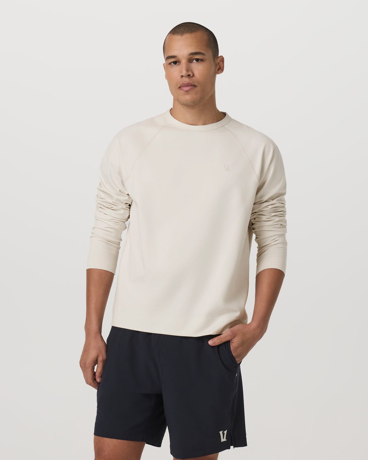 Men Vuori Coronado Crew - Relaxed Fit Men's Ivory Heather Crew