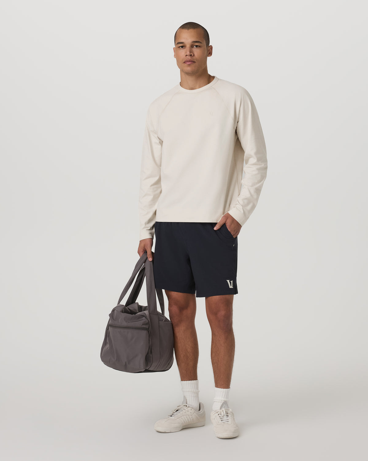 Men Vuori Coronado Crew - Relaxed Fit Men's Ivory Heather Crew