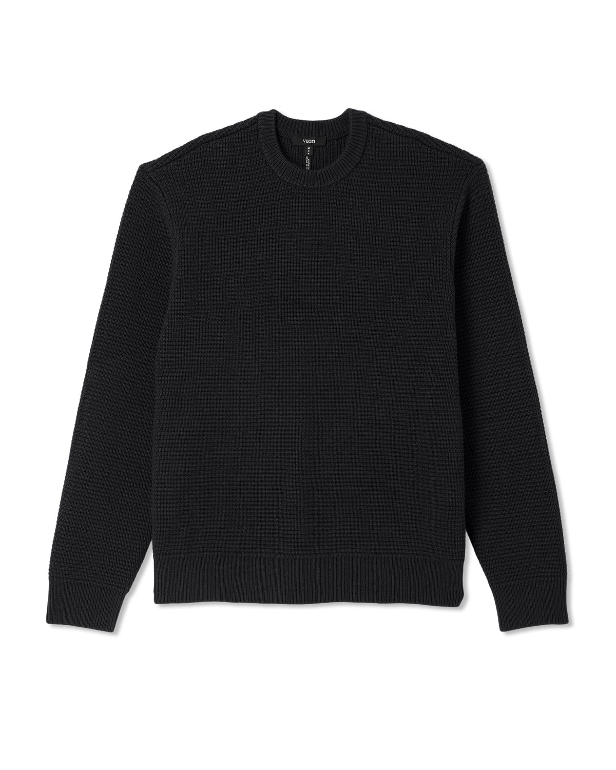 Men Vuori Denver Waffle Crew Sweater Men's Black Wool Sweater