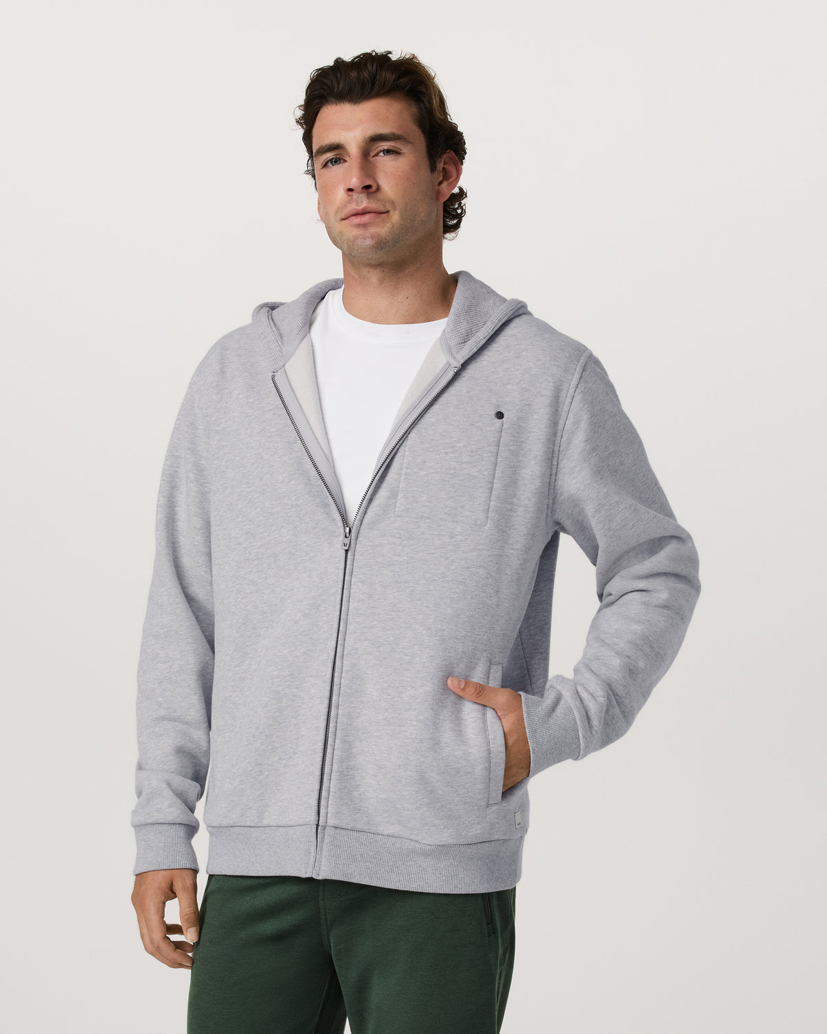 Men Vuori Seaside Full Zip 2.0 Men's Light Heather Grey Hoodie