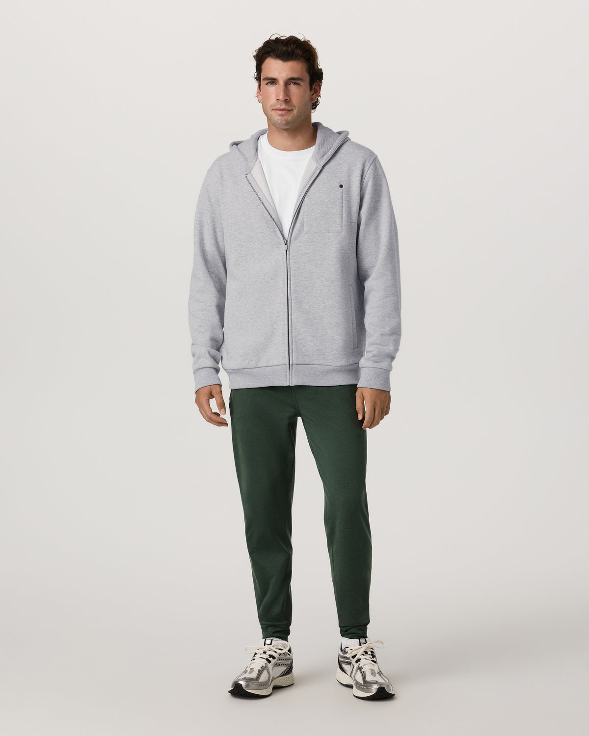 Men Vuori Seaside Full Zip 2.0 Men's Light Heather Grey Hoodie