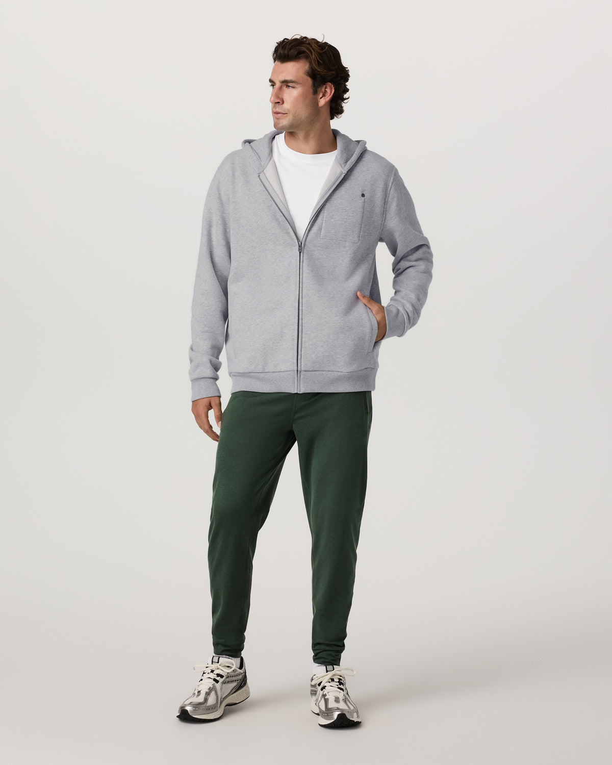 Men Vuori Seaside Full Zip 2.0 Men's Light Heather Grey Hoodie
