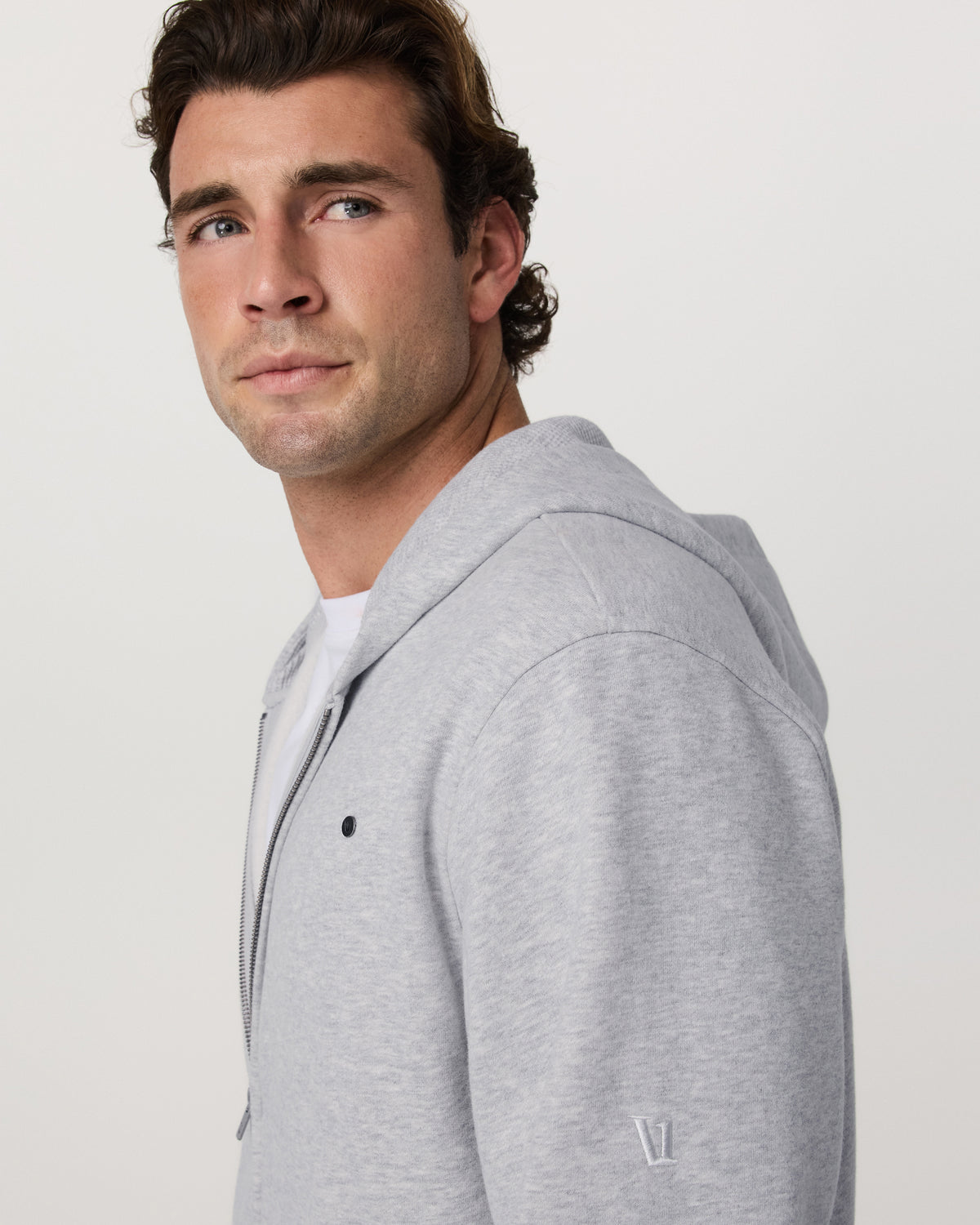 Men Vuori Seaside Full Zip 2.0 Men's Light Heather Grey Hoodie