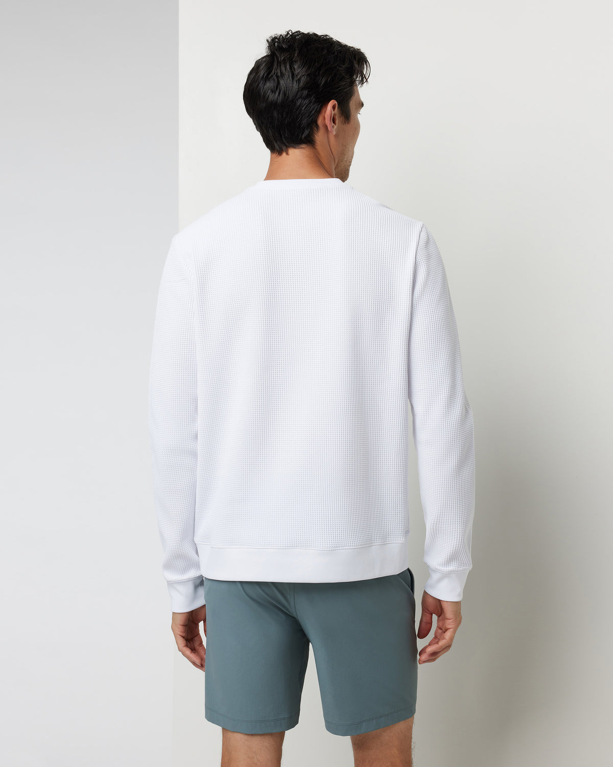 Men Vuori Jamestown Crew Men's White Waffle Crewneck