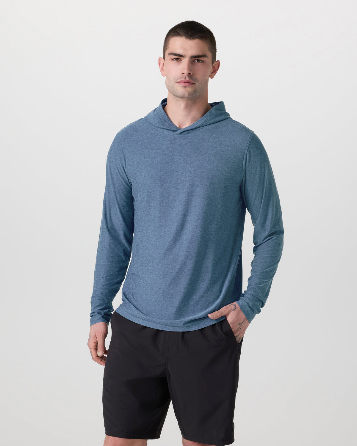 Men Vuori Strato Tech Hoodie Men's Pool Blue Workout Hoodie