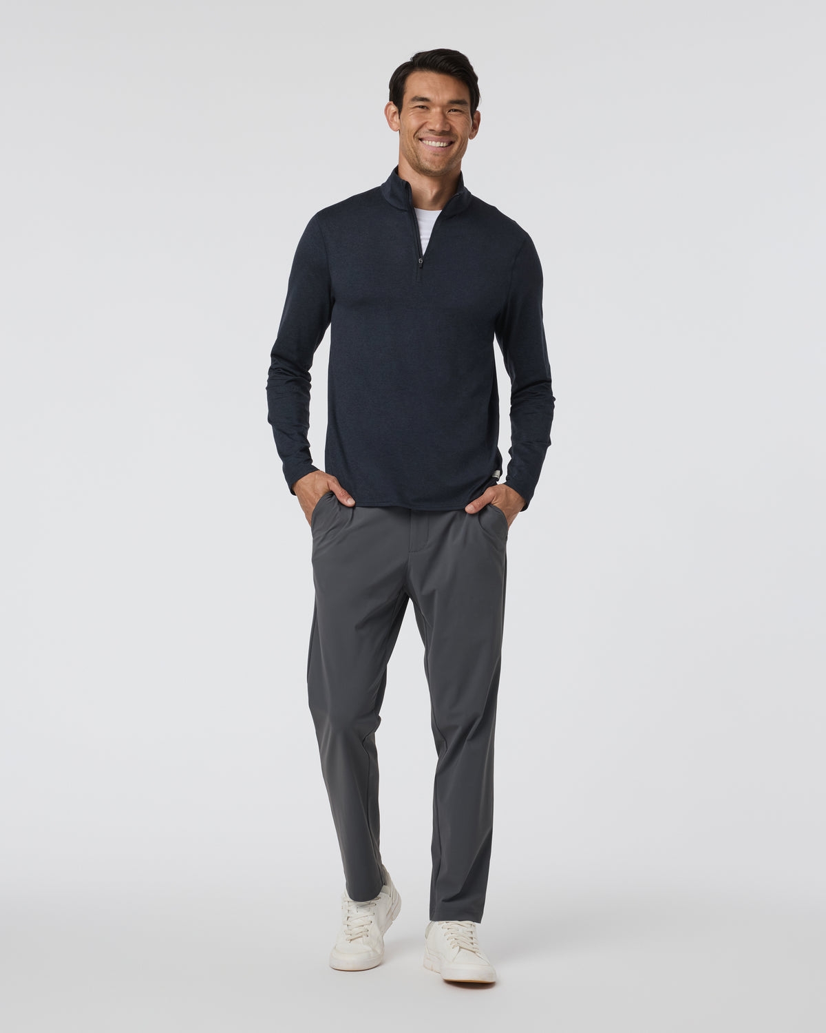 Men Vuori Ponto Half Zip Mock Neck Ink Heather