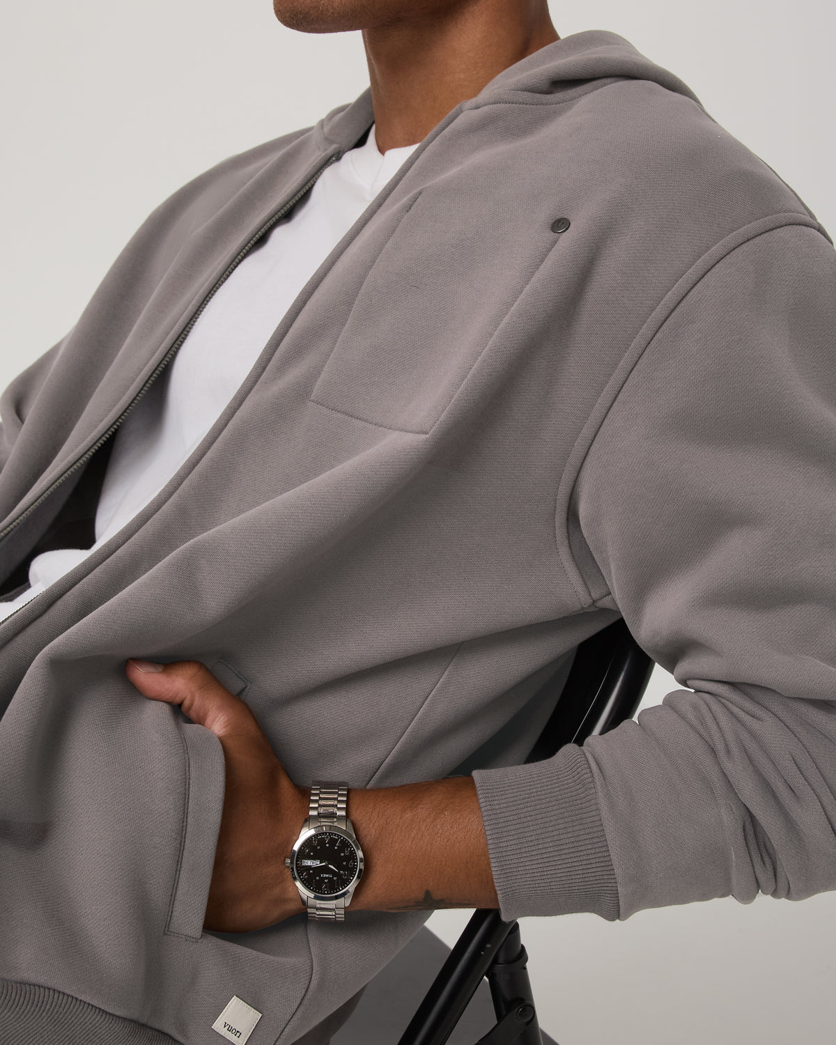 Men Vuori Seaside Full Zip 2.0 Men's Cavern Grey Full Zip Hoodie