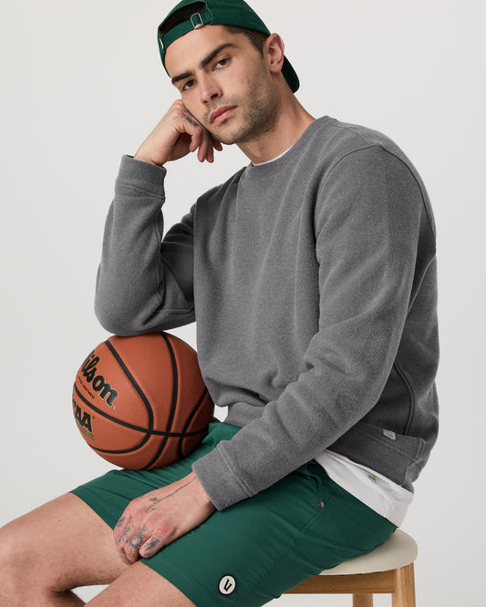 Men Vuori Beach Fleece Crew Men's Pinecone Heather Crewneck
