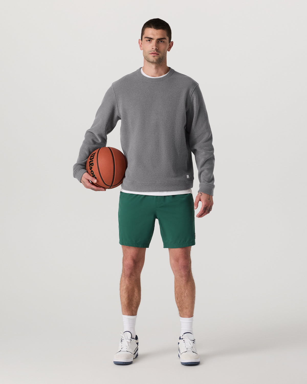 Men Vuori Beach Fleece Crew Men's Pinecone Heather Crewneck