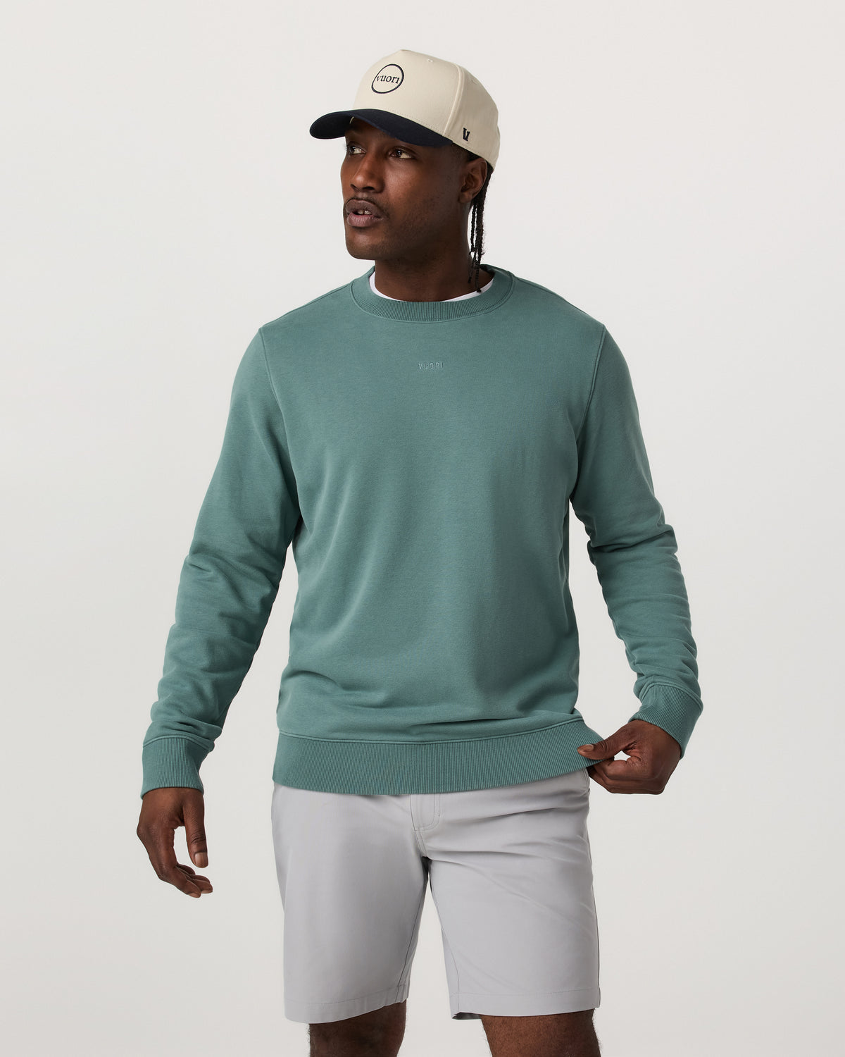 Men Vuori Cypress Logo Crew Men's Bluegrass Sweatshirt