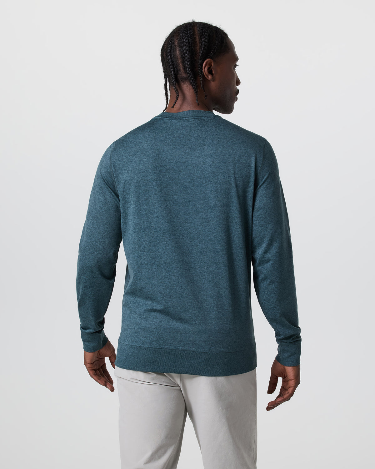 Men Vuori Ponto Performance Crew Deep Sea Heather Pullover