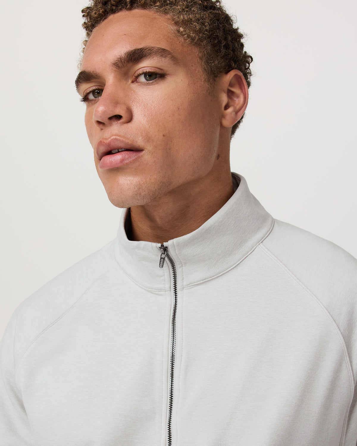 Men Vuori Coronado Novelty Full Zip Salt Heather Mock Neck Jacket