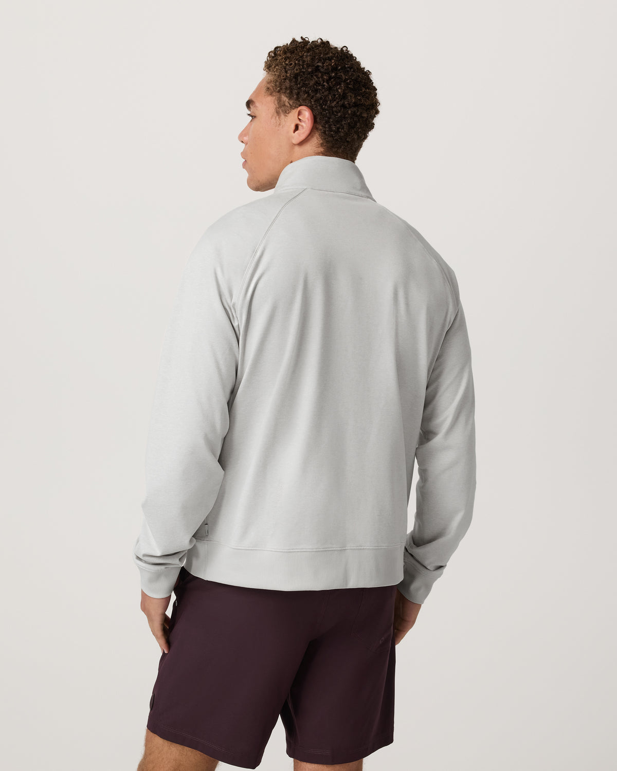 Men Vuori Coronado Novelty Full Zip Salt Heather Mock Neck Jacket
