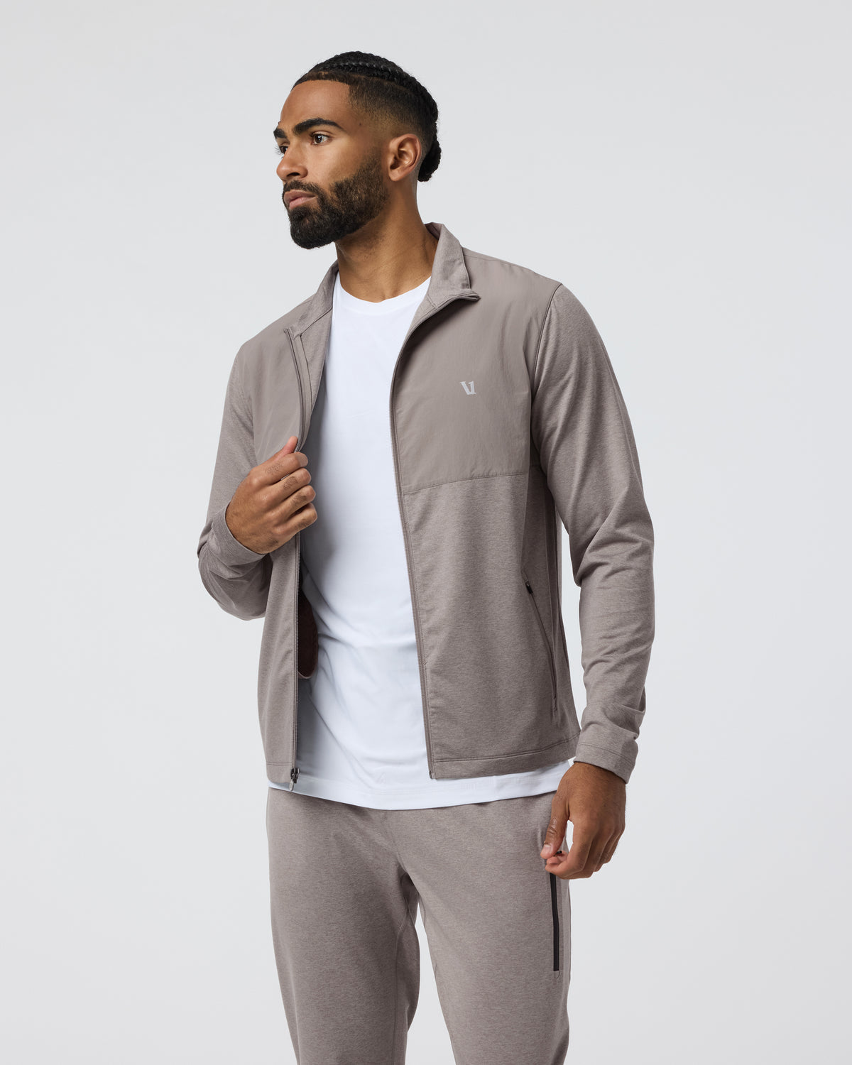 Men Vuori Sunday Element Track Jacket Mocha Heather