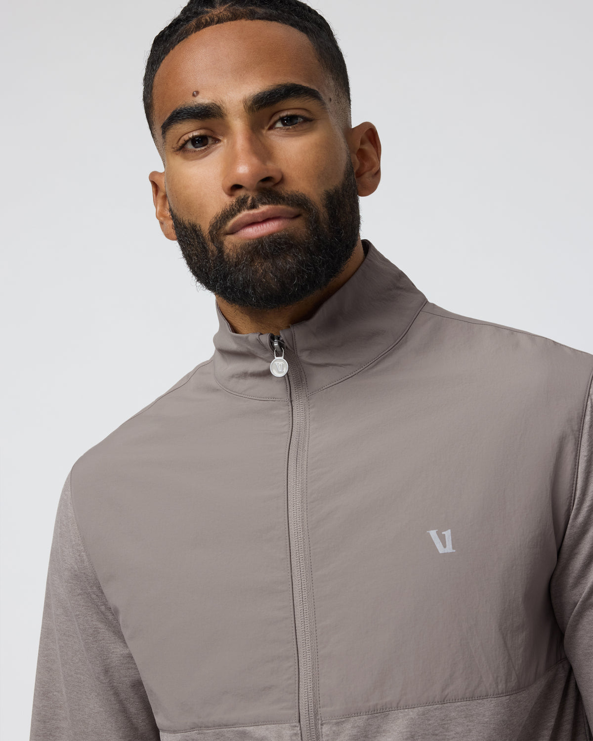 Men Vuori Sunday Element Track Jacket Mocha Heather