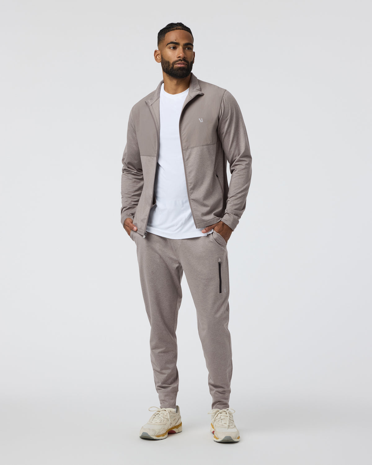 Men Vuori Sunday Element Track Jacket Mocha Heather