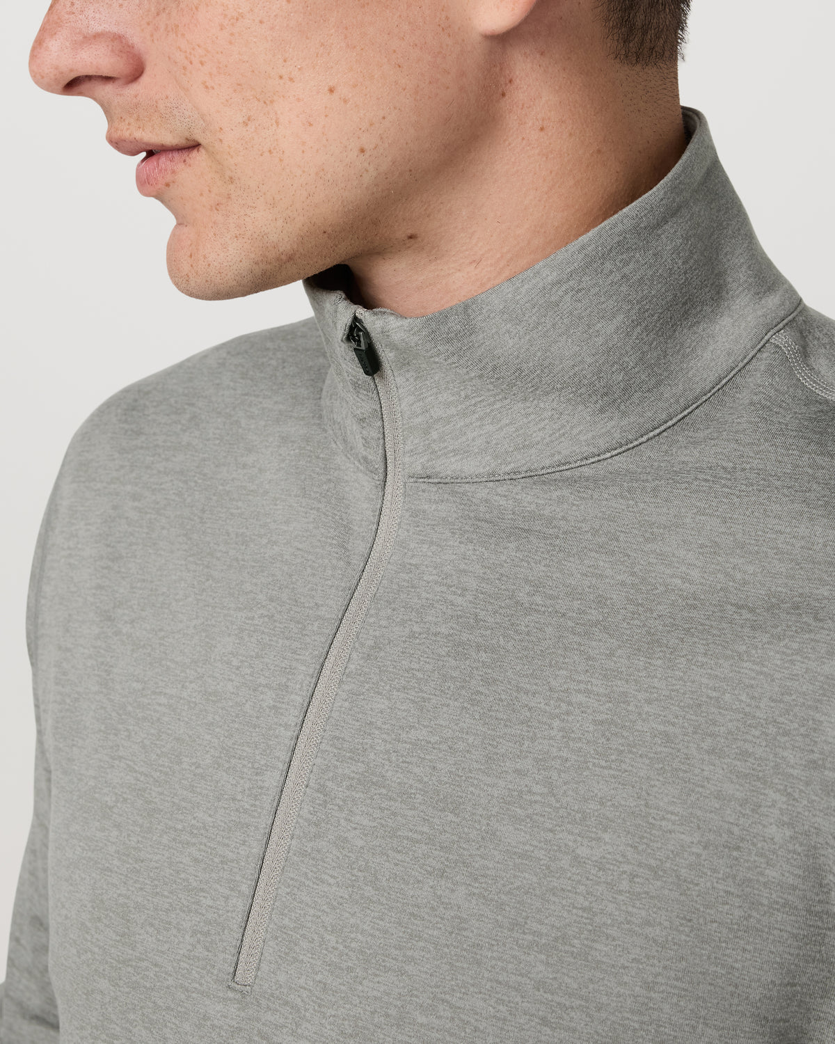 Men Vuori Ponto 1/2 Zip Mock Neck Men's Driftwood Heather Top