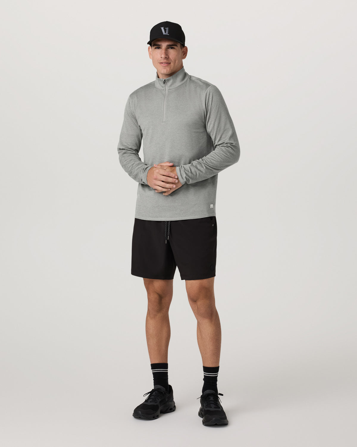 Men Vuori Ponto 1/2 Zip Mock Neck Men's Driftwood Heather Top