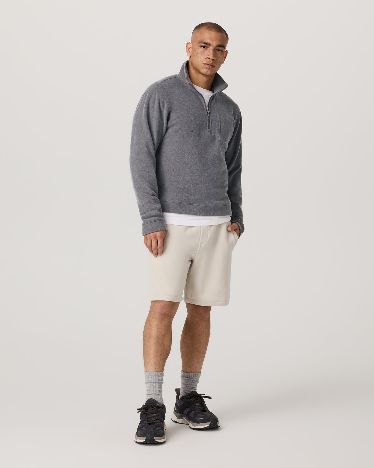 Men Vuori Beach Fleece 1/2 Zip - Relaxed Pinecone Heather Pullover
