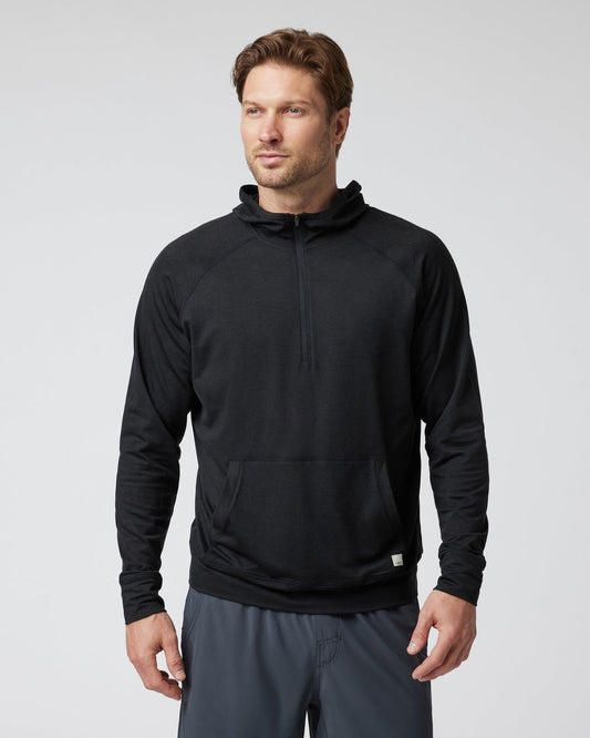 Men Vuori Ponto Performance Half Zip Hoodie Men's Black Half Zip