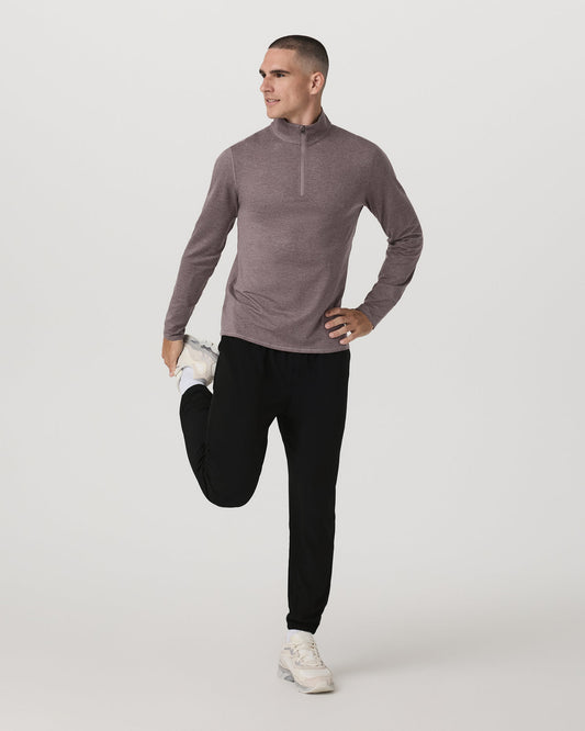 Men Vuori Ponto 1/2 Zip Mock Neck Men's Huckleberry Heather Top