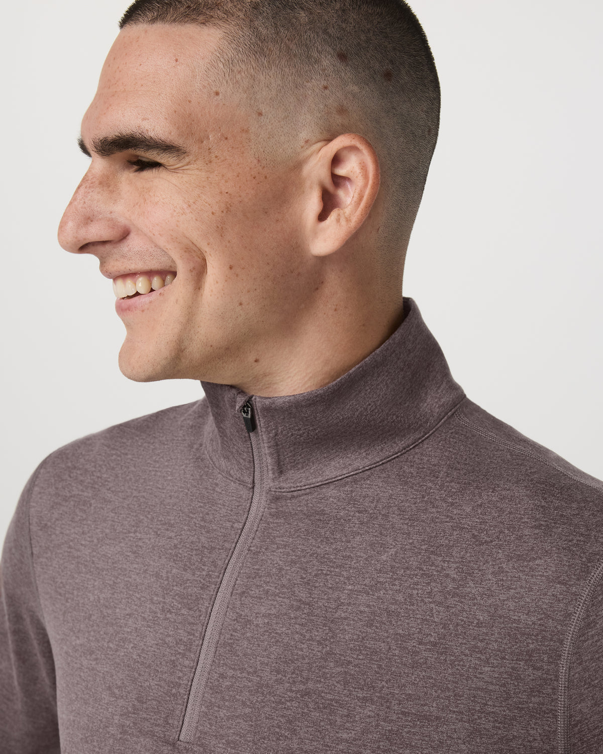 Men Vuori Ponto 1/2 Zip Mock Neck Men's Huckleberry Heather Top