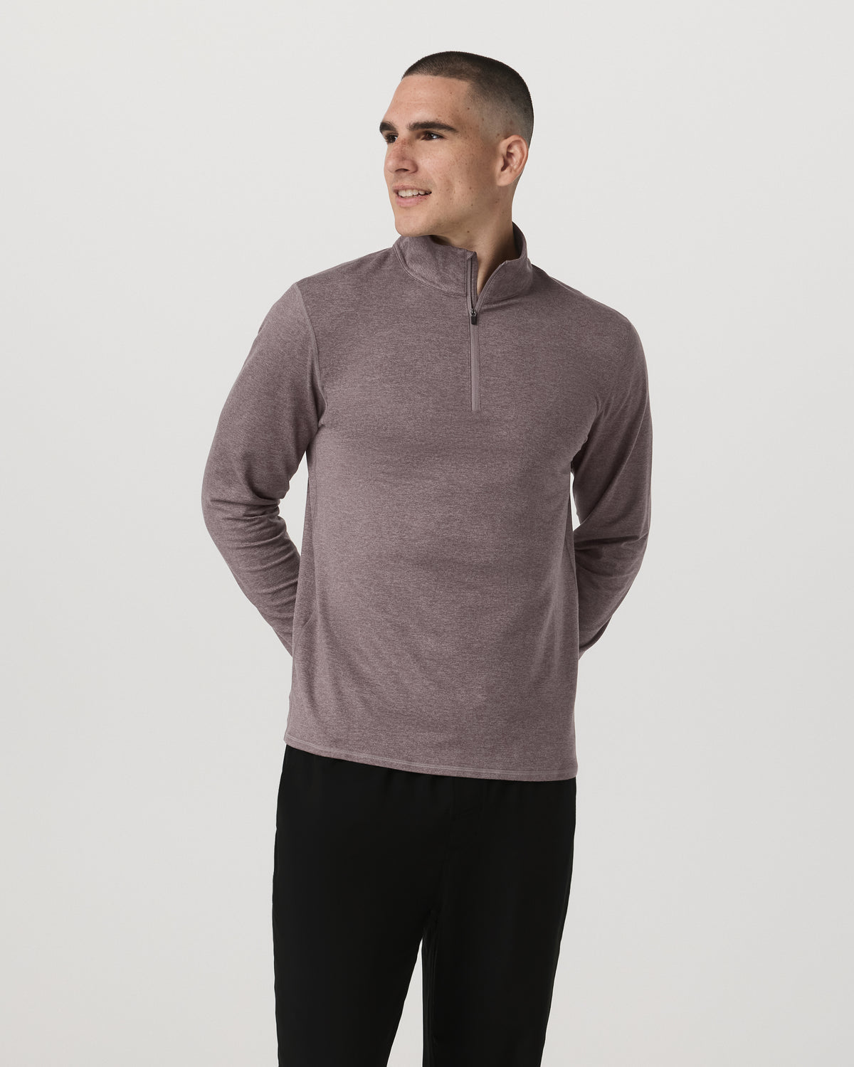 Men Vuori Ponto 1/2 Zip Mock Neck Men's Huckleberry Heather Top