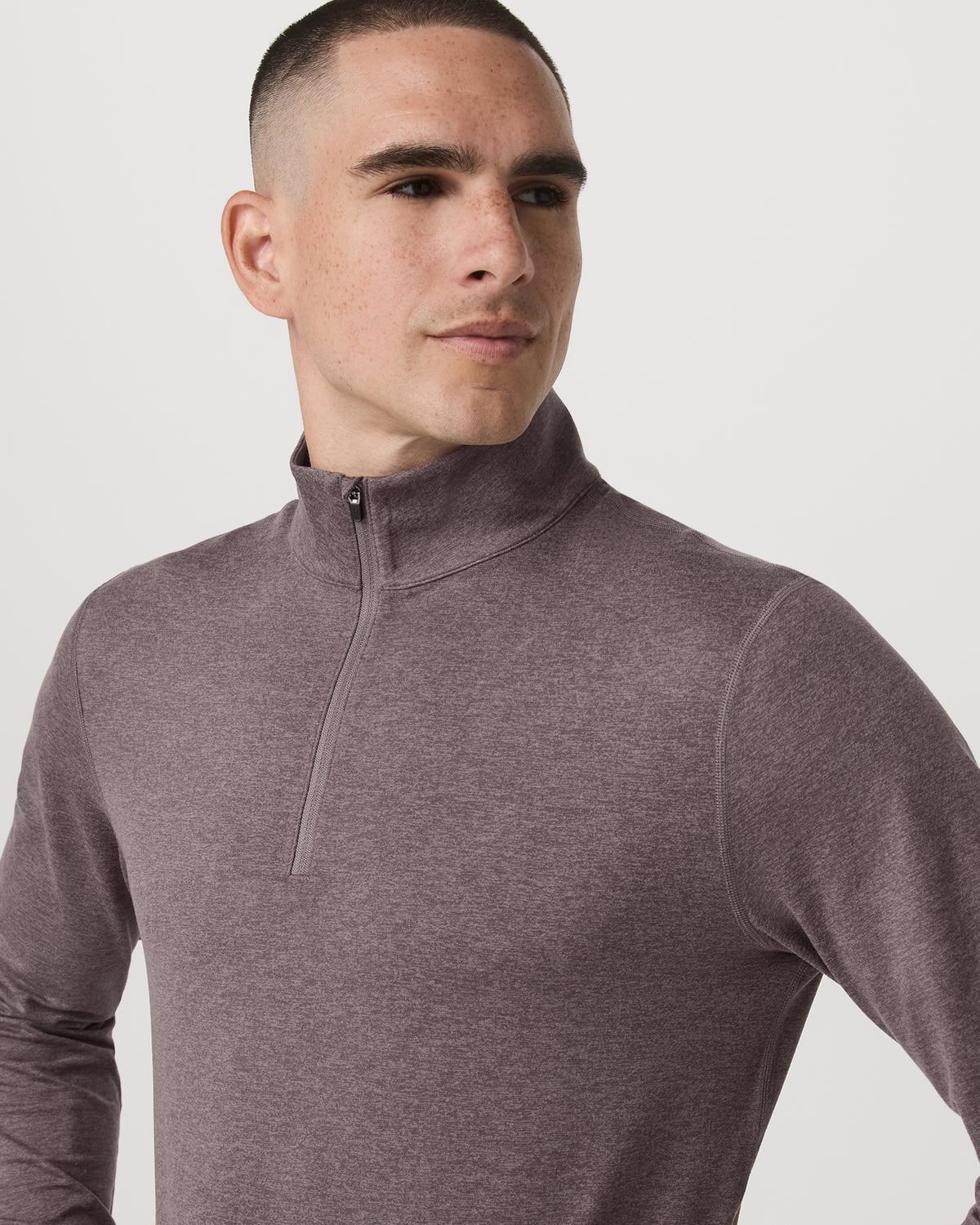 Men Vuori Ponto 1/2 Zip Mock Neck Men's Huckleberry Heather Top