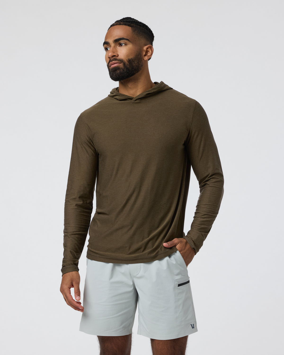 Men Vuori Strato Tech Hoodie Men's Moss Green Workout Hoodie