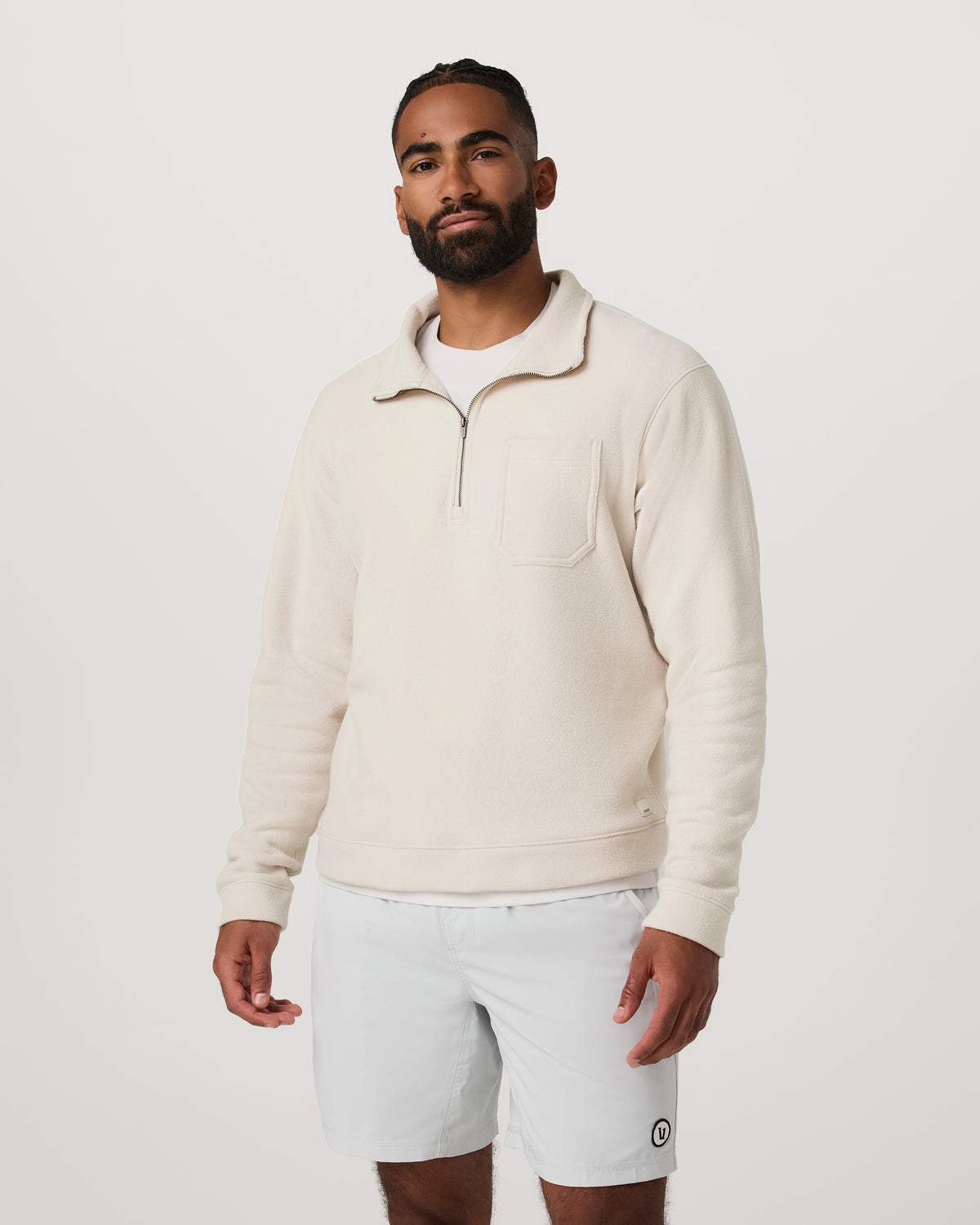 Men Vuori Beach Fleece 1/2 Zip - Relaxed Bone Heather Pullover