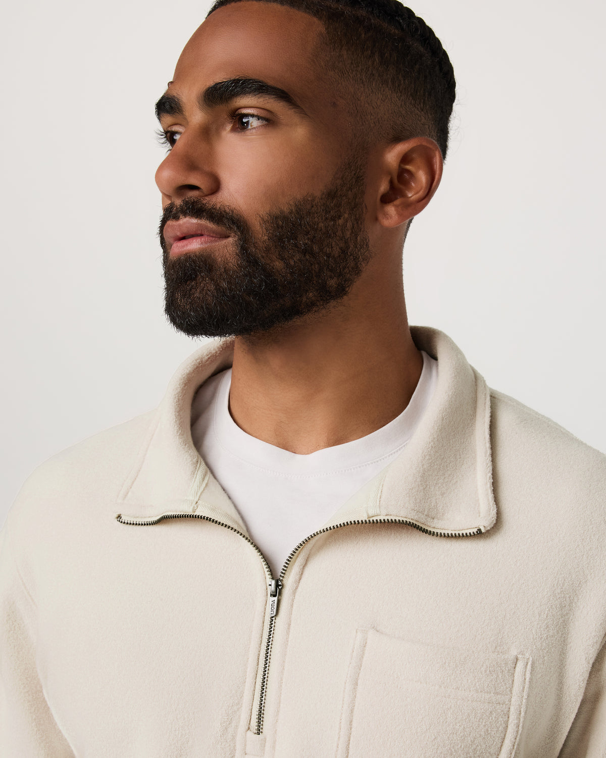 Men Vuori Beach Fleece 1/2 Zip - Relaxed Bone Heather Pullover