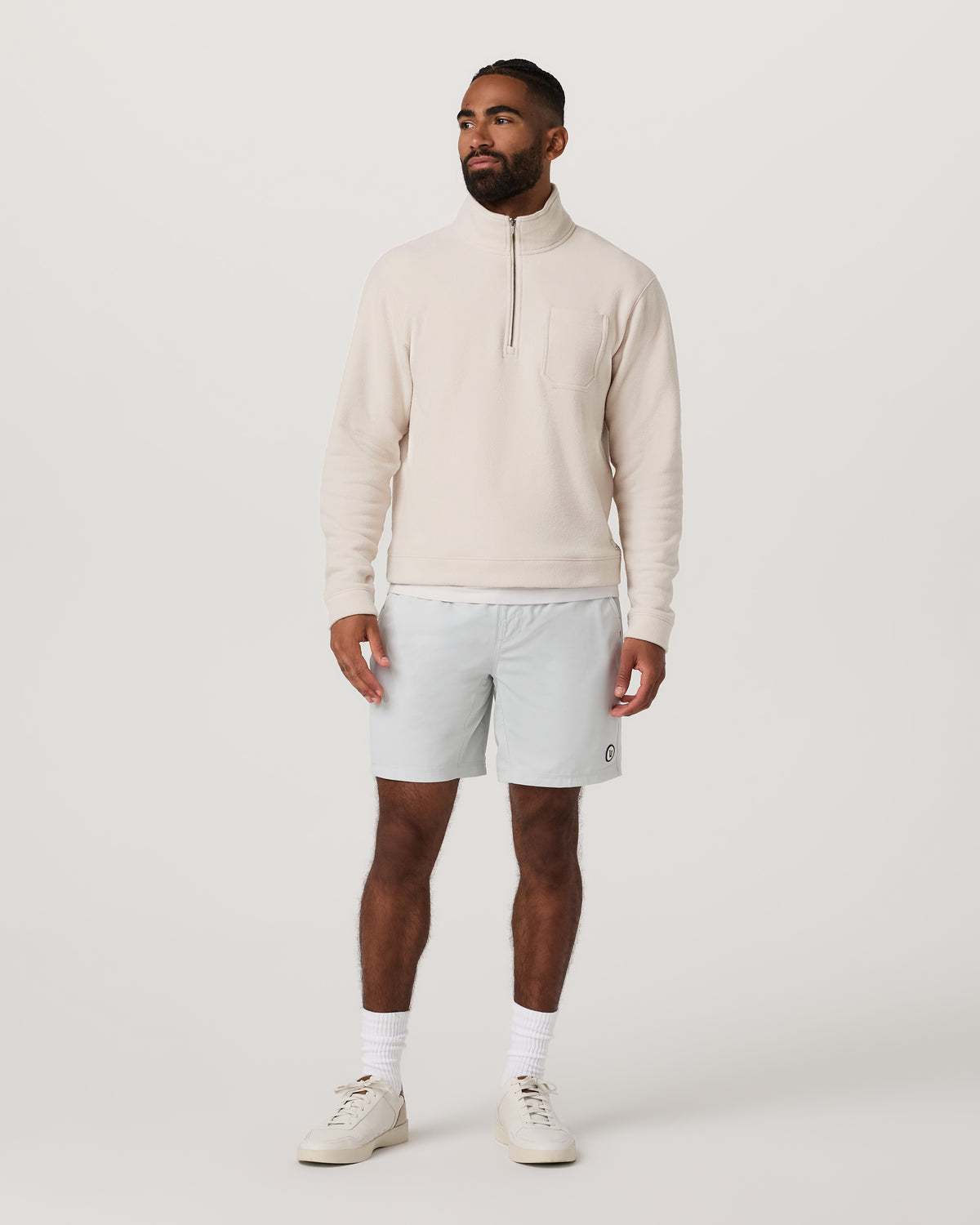 Men Vuori Beach Fleece 1/2 Zip - Relaxed Bone Heather Pullover