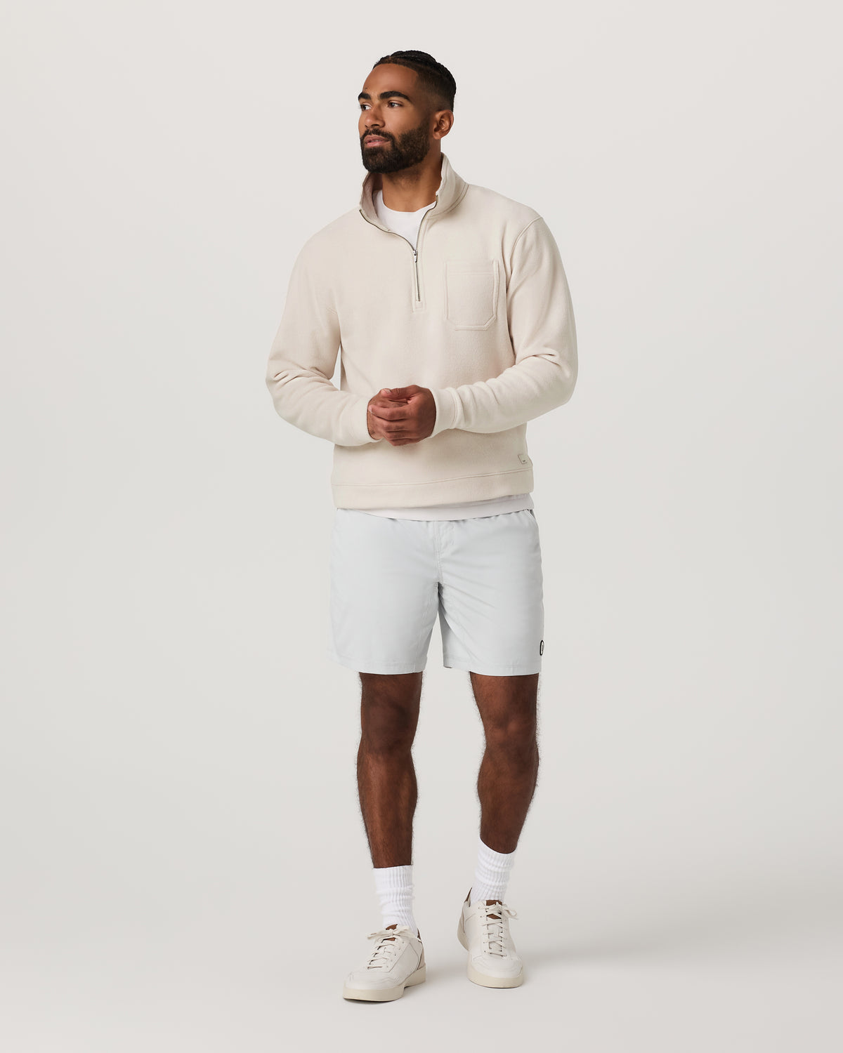 Men Vuori Beach Fleece 1/2 Zip - Relaxed Bone Heather Pullover