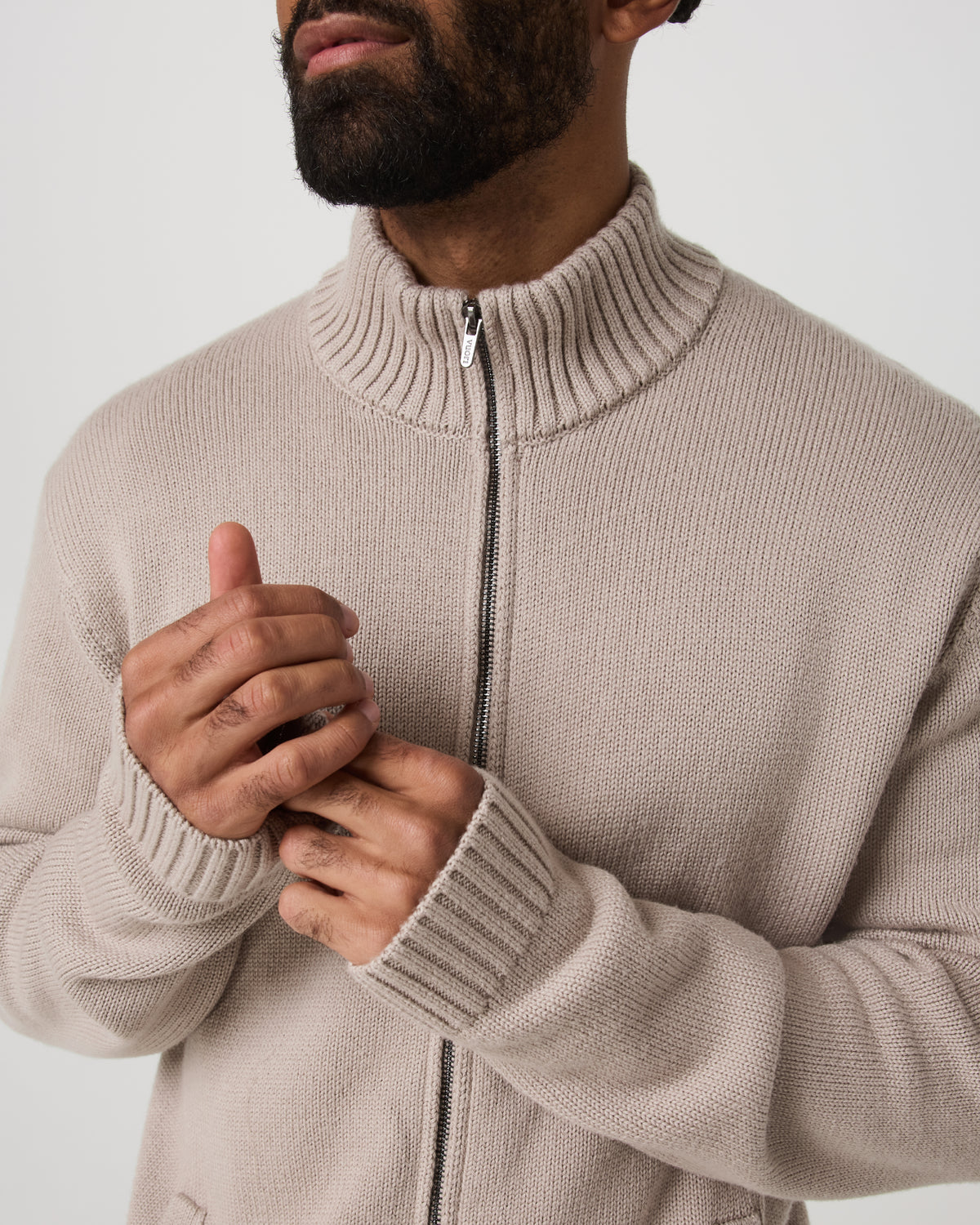 Men Vuori Denver Full Zip Sweater Men's Willow Grey Zip Sweater