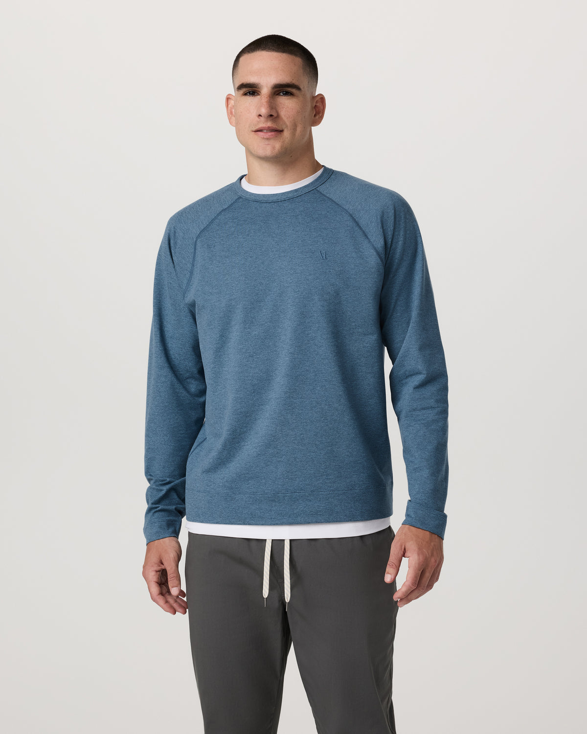 Men Vuori Coronado Crew - Relaxed Fit Pool Blue Heather Crewneck