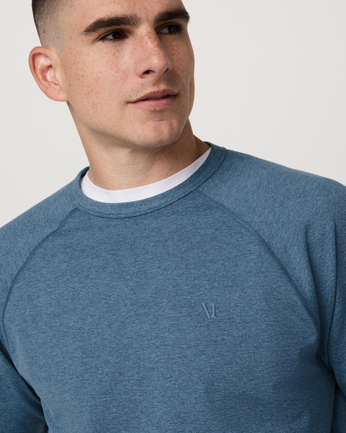 Men Vuori Coronado Crew - Relaxed Fit Pool Blue Heather Crewneck